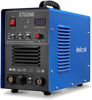 MELLCOM CT520D Welding Machine 50Amp Plasma Cutter, 200Amp TIG Welder 3 in 1 Multifunctional TIG/ MMA/ Plasma Cutter, 110/ 220V Dual Voltage 1/2 Inch Clean Cut with LCD Display